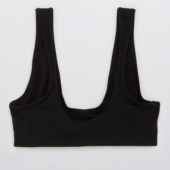 💎NWT AERIE BLACK COTTON SCOOP BRALETTE💎 - Picture 4 of 15